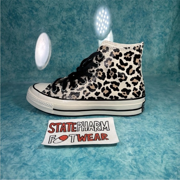 Converse Chuck 70 Hi Cheetah Print Glow In The Dark Leather Shoes Women's 6.5 - Picture 5 of 6